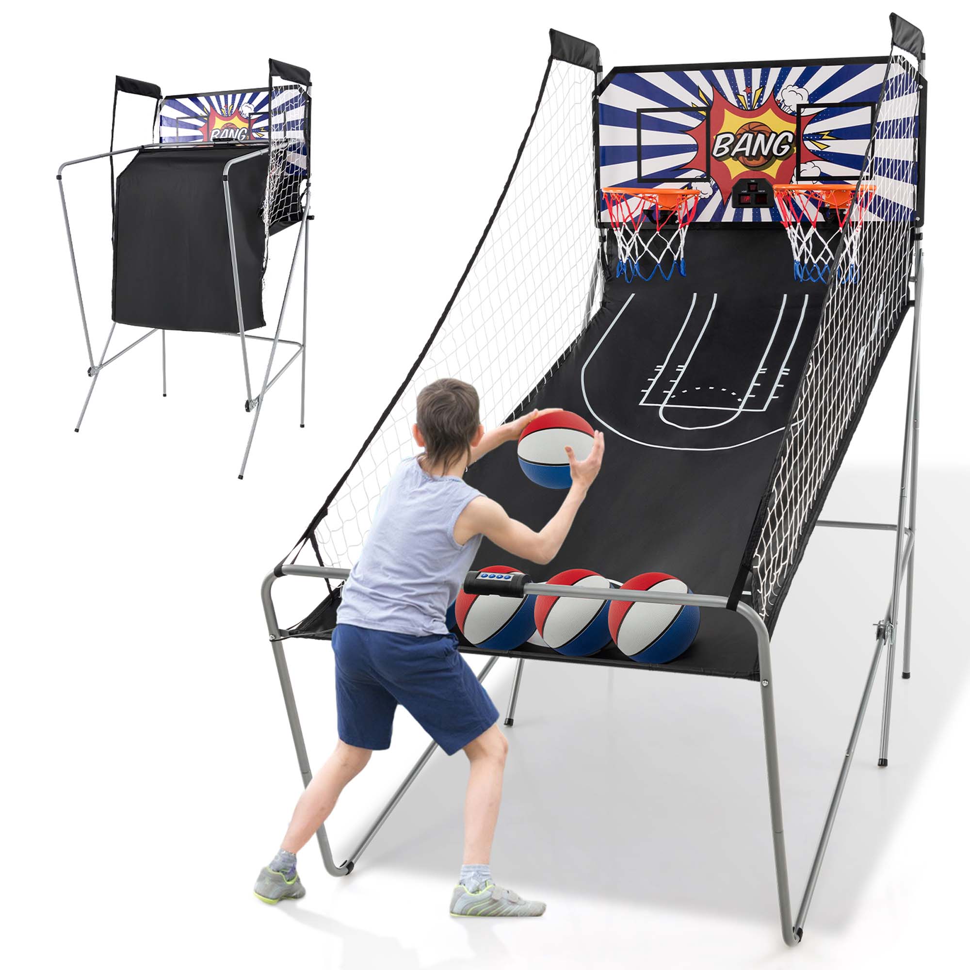 Dual Shot Basketball Arcade Game with 8 Game Modes Arcade Sound Electronic Scoring - White