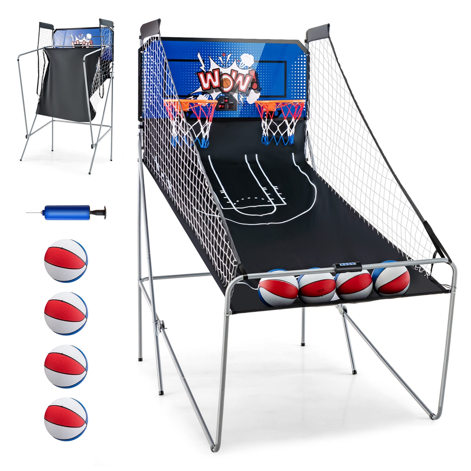 Dual Shot Basketball Arcade Game with 8 Game Modes Arcade Sound Electronic Scoring - Blue