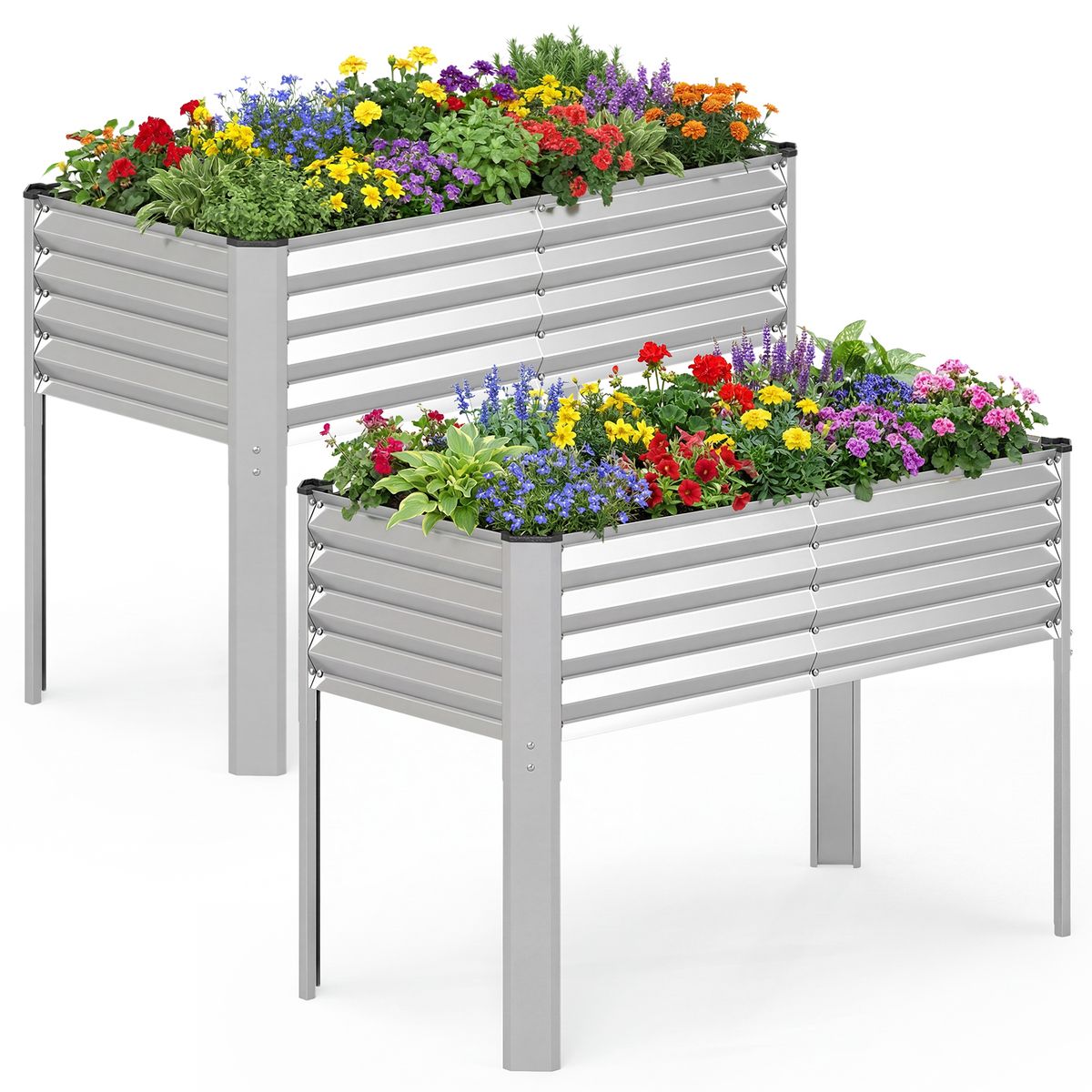 Galvanized Steel Raised Garden Bed (1- or 2-Pack) - Sliver-2