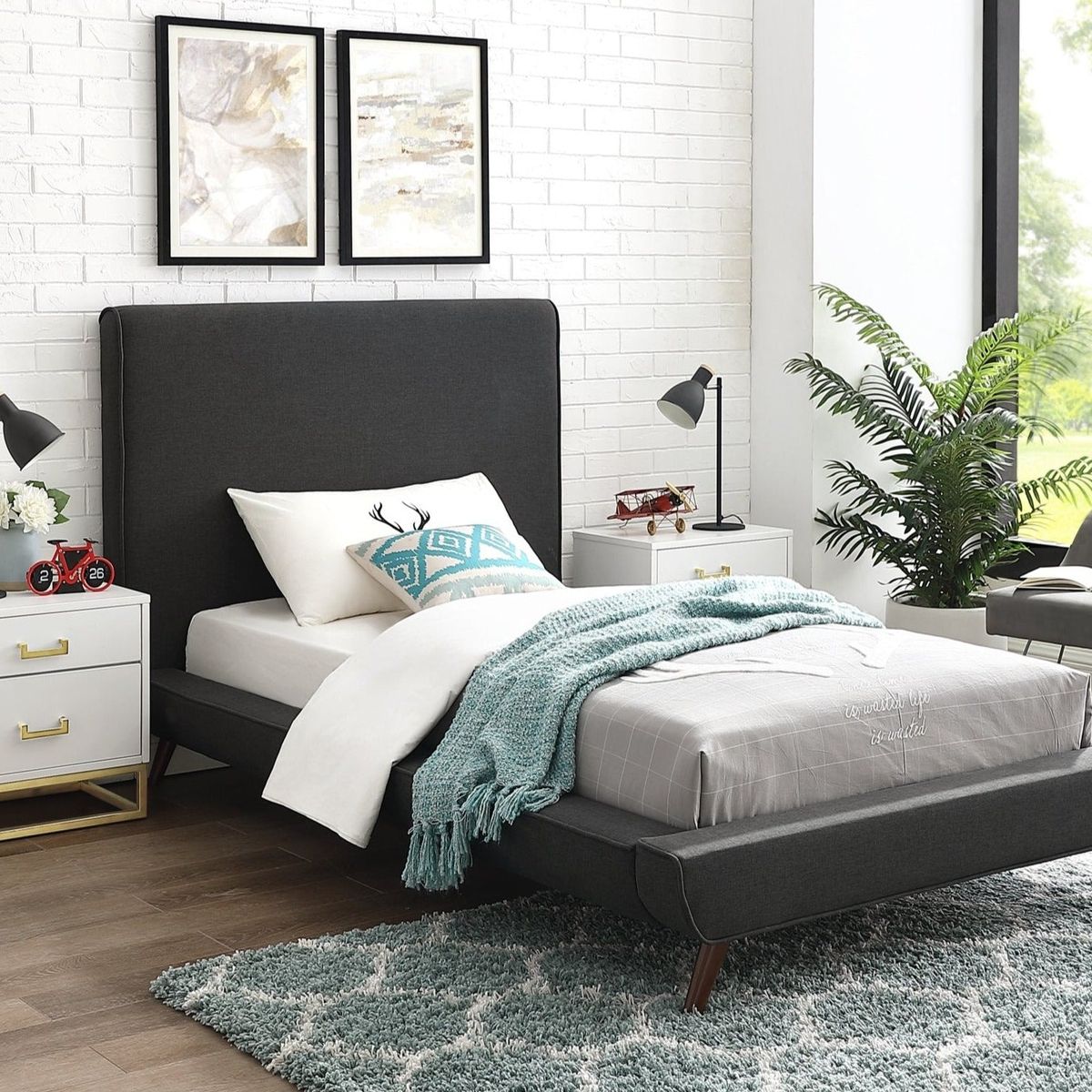 Amoret Platform Bed - Charcoal / Twin