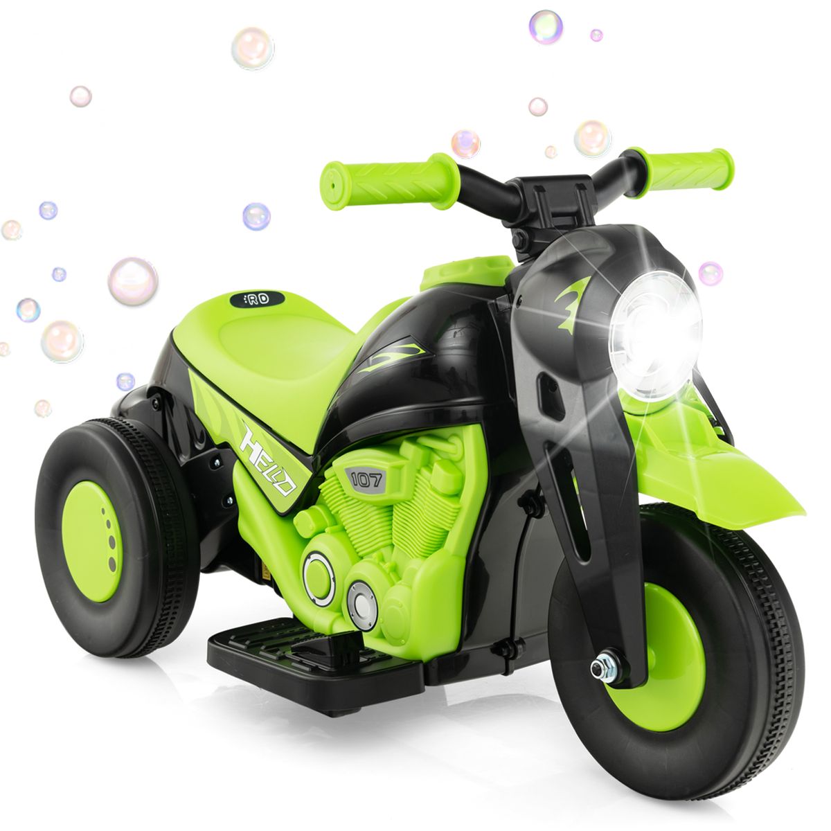 Photos - Kids Electric Ride-on Costway Kids' Electric Ride-on Bubble Motorcycle - Green HWM000323