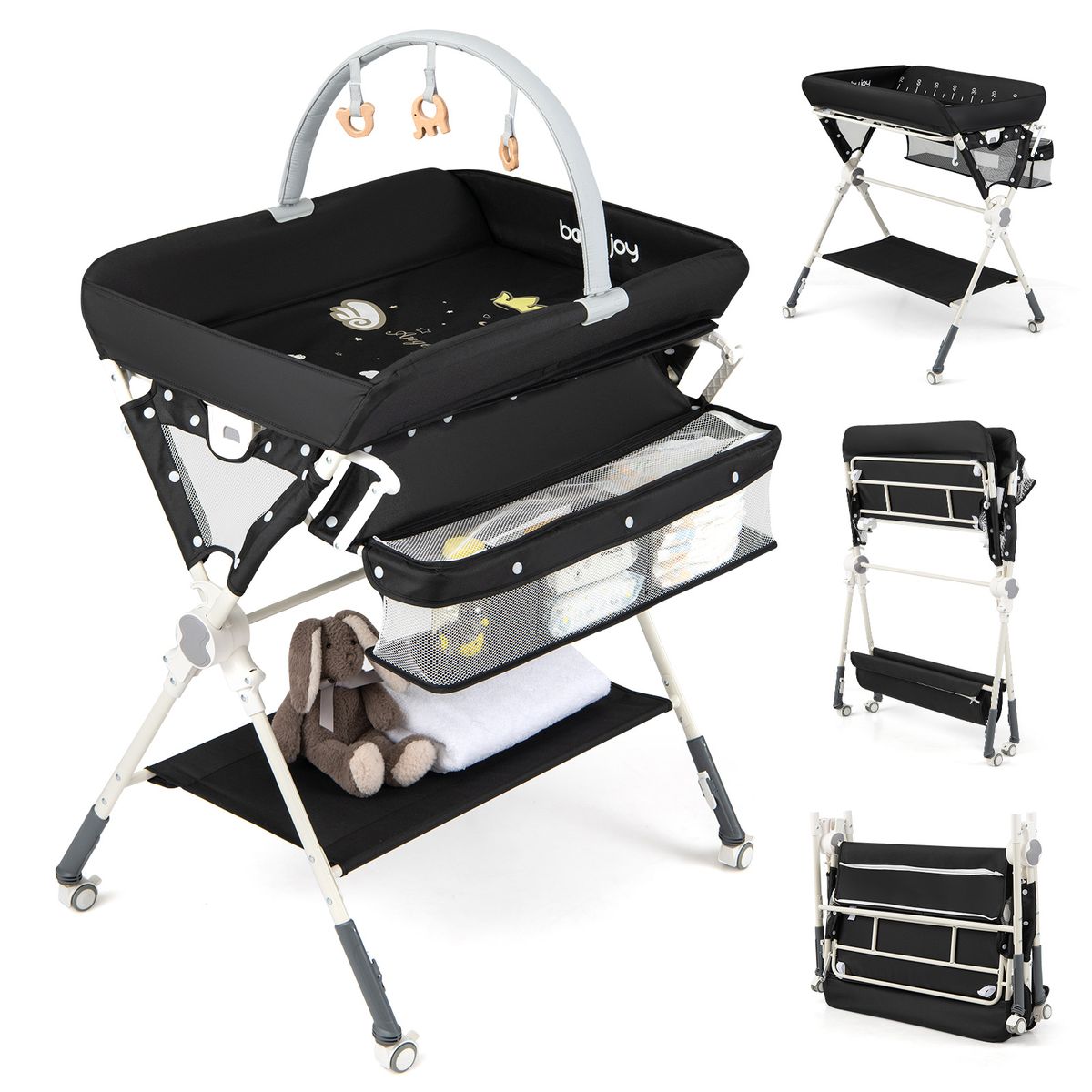 Babyjoy Foldable Baby Changing Table - Table-Black