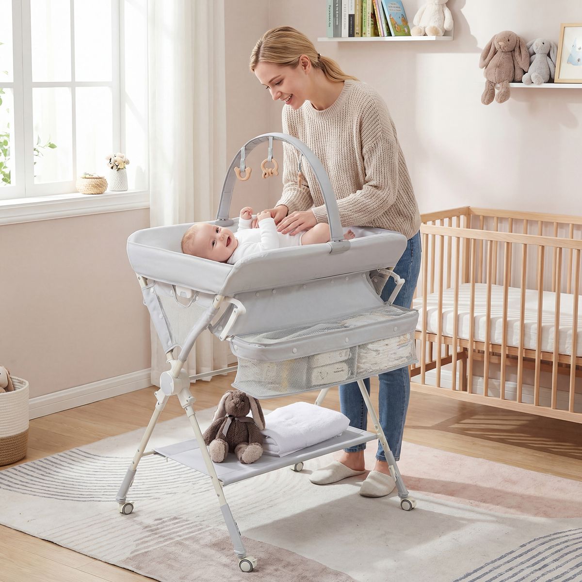 Babyjoy Foldable Baby Changing Table - Table-Gray