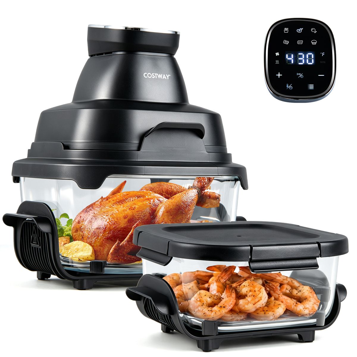 6in1 Portable Glass Air Fryer  Air FryerBlack