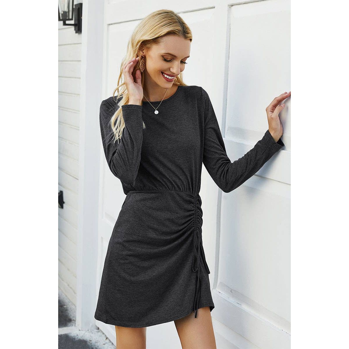 Soft Sway Tee Dress - Charcoal / S