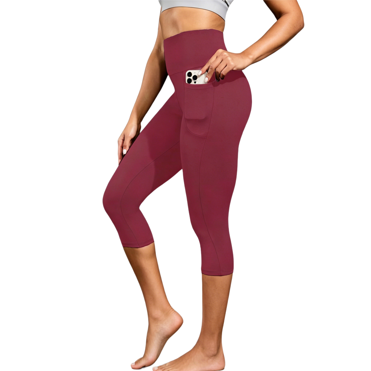 Women's High Waist Leggings (1- to 3-Pack) - Wine-L