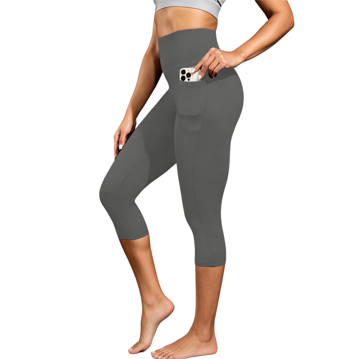 Women's High Waist Leggings (1- to 3-Pack) - Grey-M