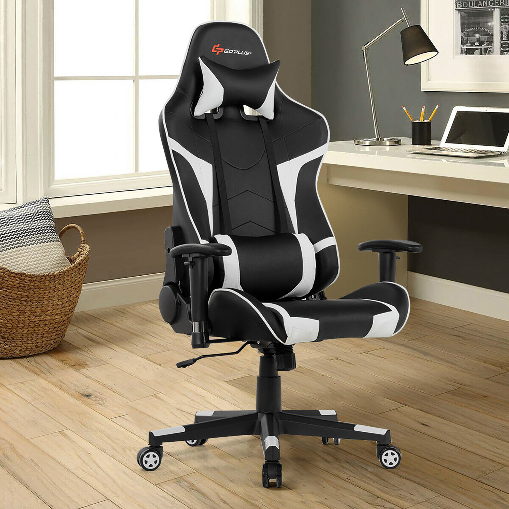 UntilGone – Gaming Chair with Ergonomic Cushion and Lumbar Support Massager – Gaming Chair WH