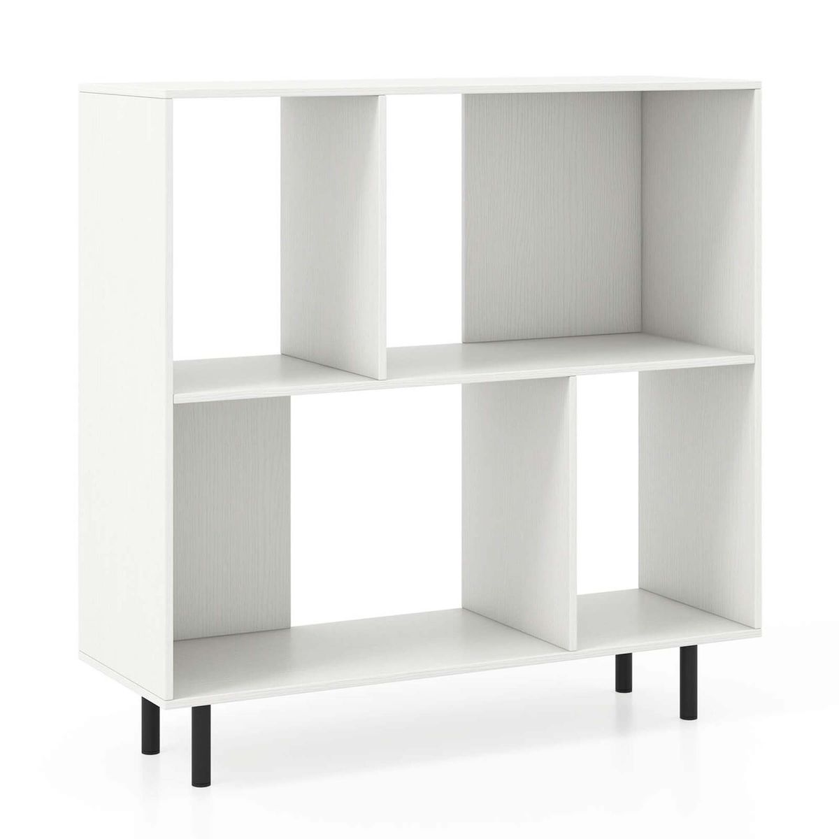 Mid Century Open-Shelf Bookcase  - Bookcase -White