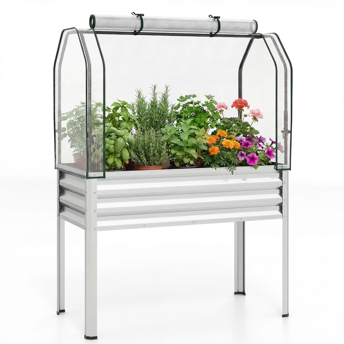Photos - Flower Pot Costway Galvanized Raised Garden Bed  - Silver-1 HCST13955 (1- or 2-Pack)