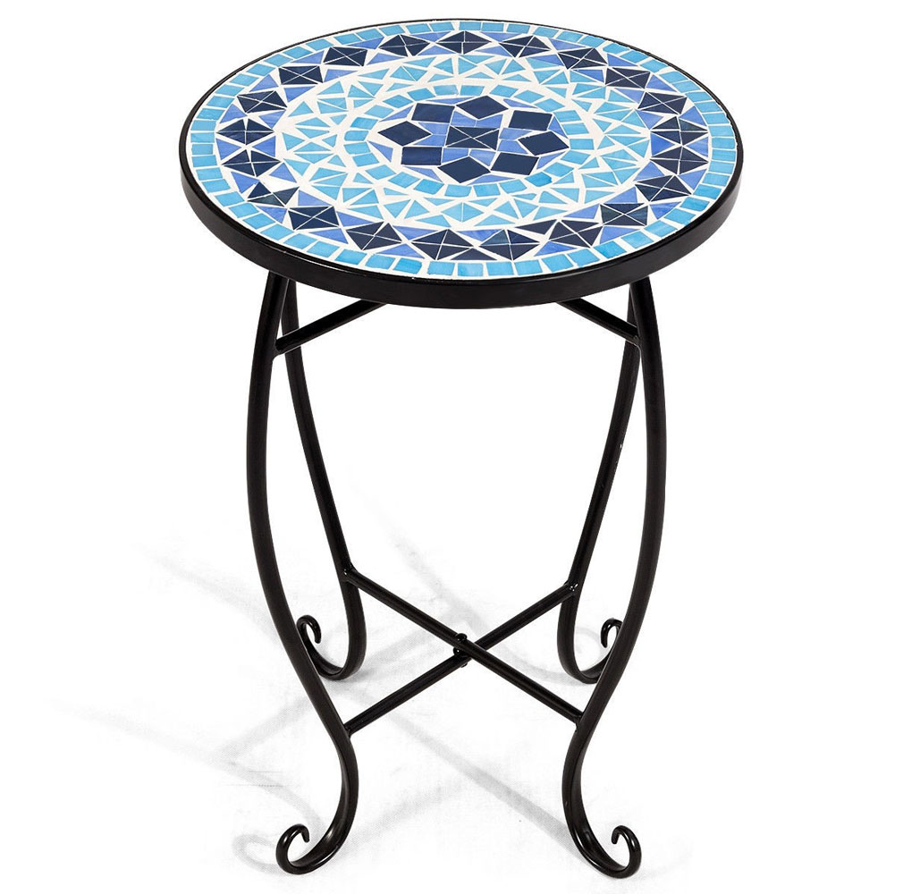 Mosaic IndoorOutdoor Accent Table  Blue