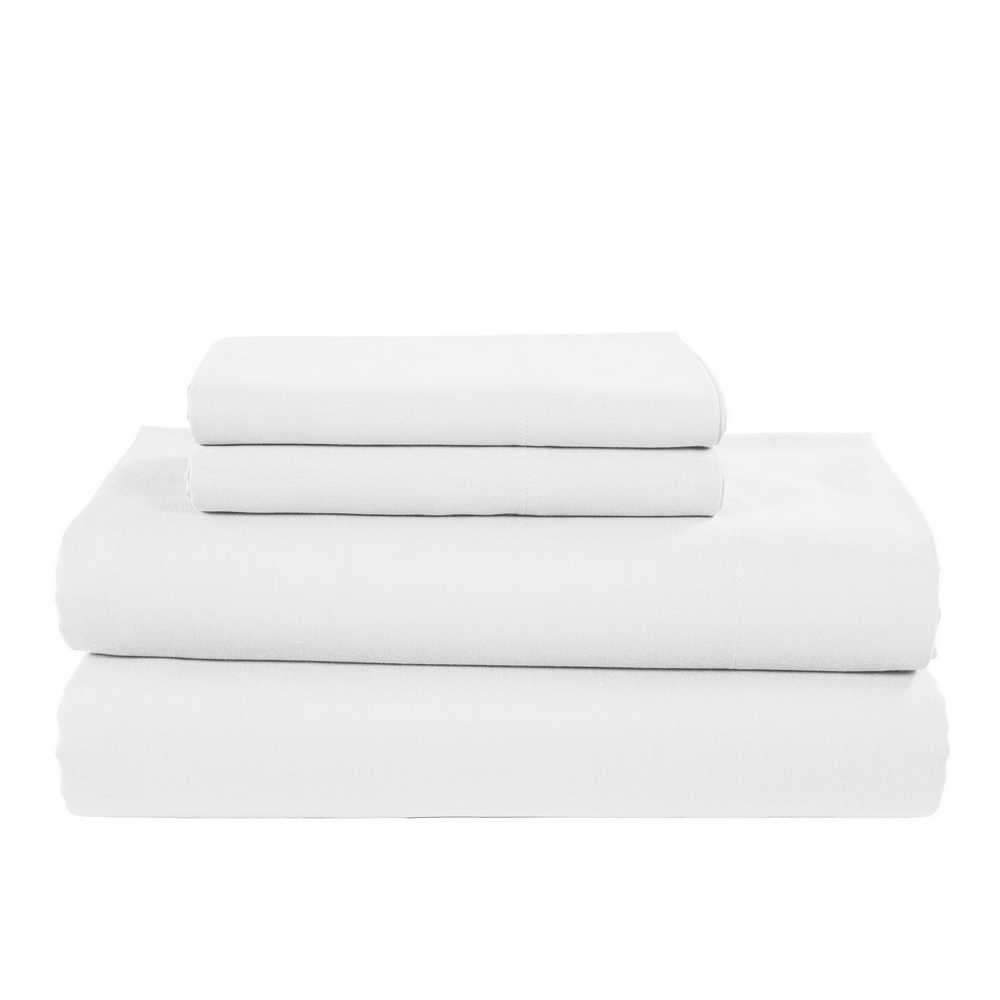 Photos - Bed Linen Kathy Ireland Kathy Ireland Lyocell and Linen Blend Sheet Set - Cal King / White 1312-CK-WHT(4 Pieces)