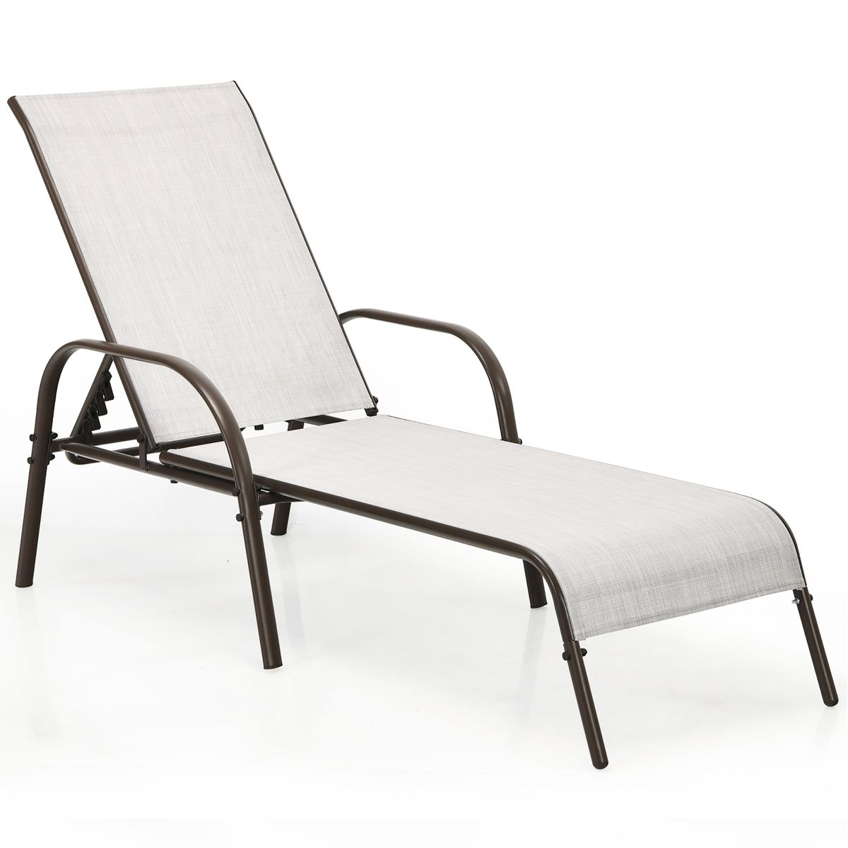Photos - Chair Costway Outdoor Patio Lounge Chaise Fabric with Adjustable Recliner - Brown - 2-Piece OP70508CF-2