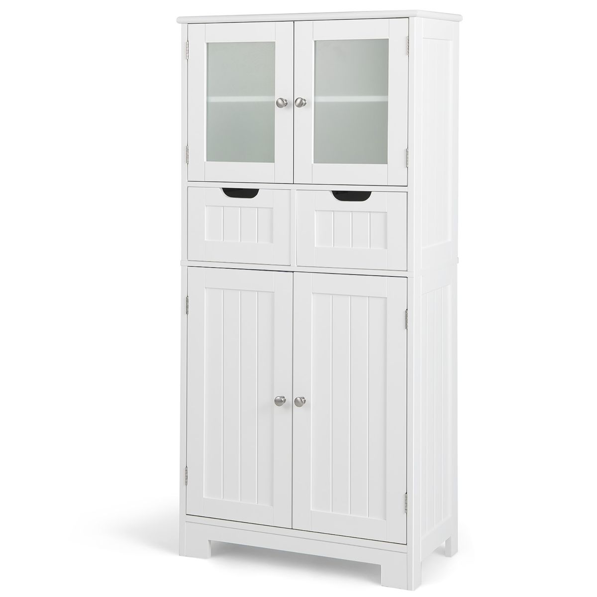 Photos - Wardrobe Costway Bathroom Floor Storage Cabinet with 2 Drawers - Cabinet White JV10643WH 