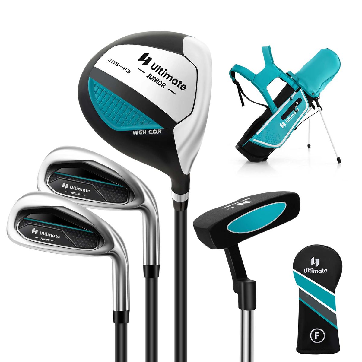Photos - Golf Costway Kids' Complete Junior  Club Set with Rain Hood  - Kids -blue HCST00669 (Right Hand)