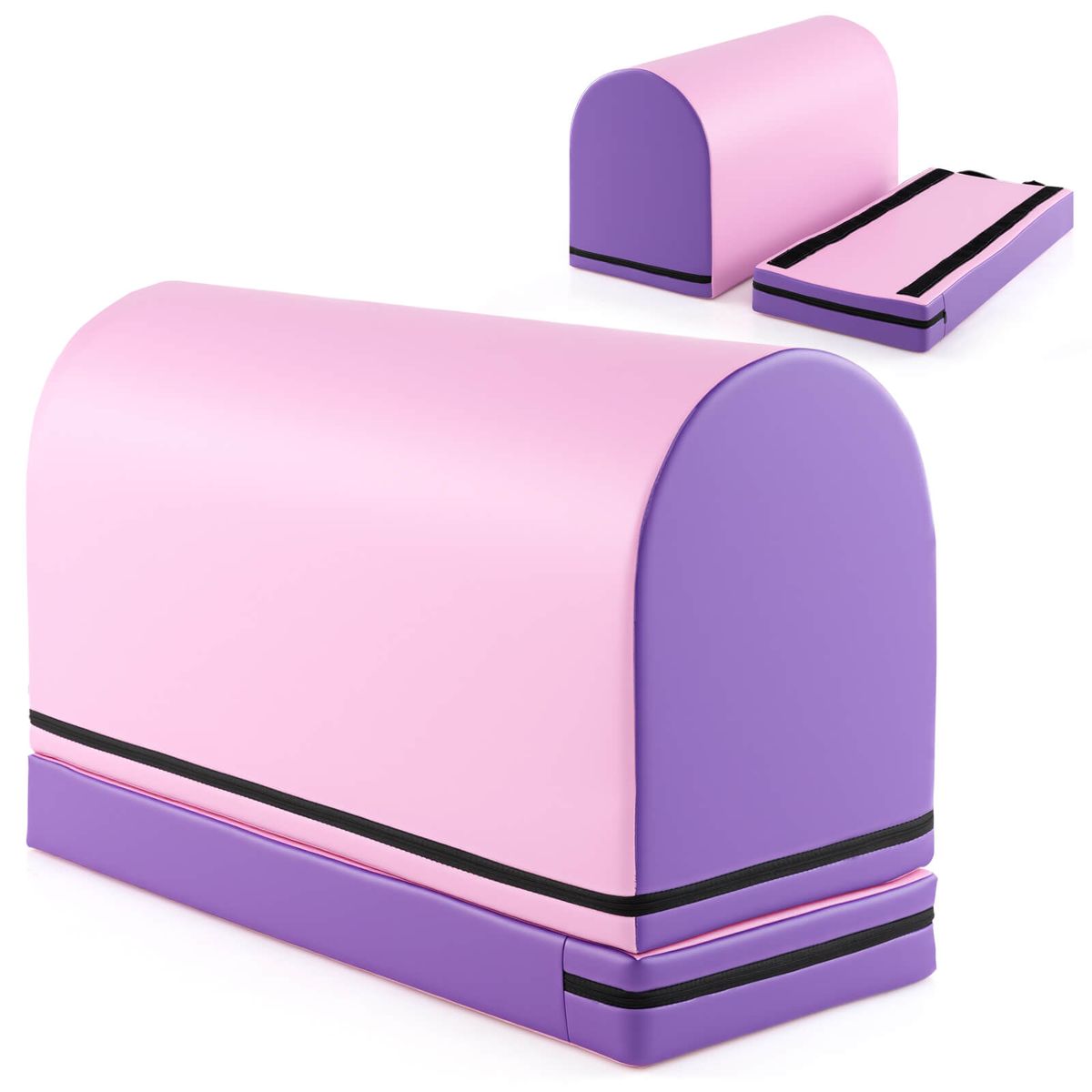 Mailbox Tumbling Mat with Detachable Design and Zipper Closure - Pink+Purple