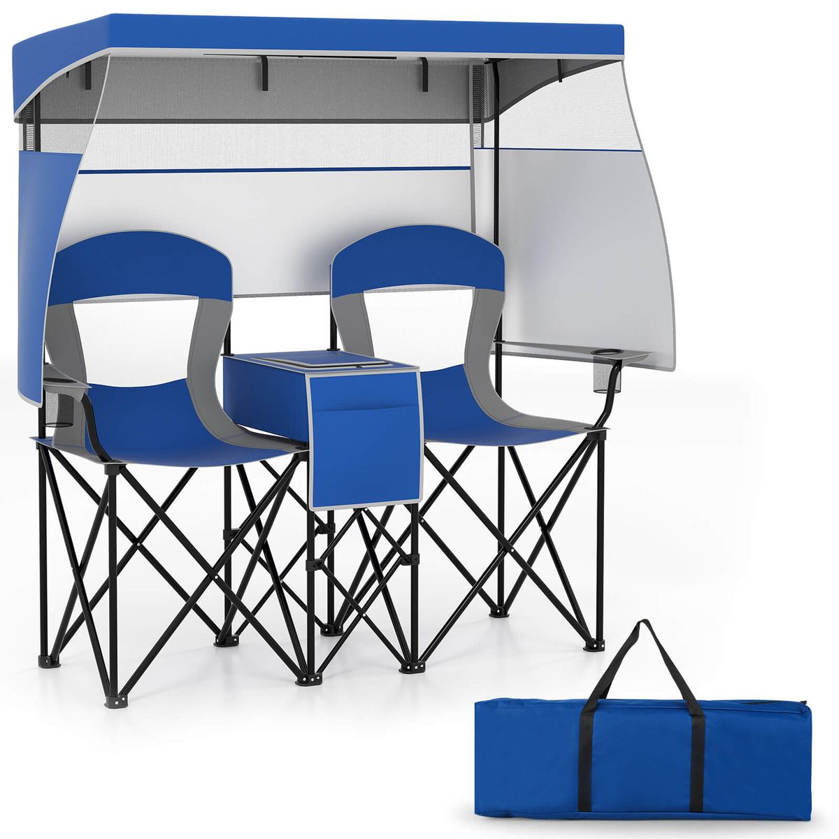 Oversized Double Beach Chair with Adjustable Canopy  Beach ChairNavy
