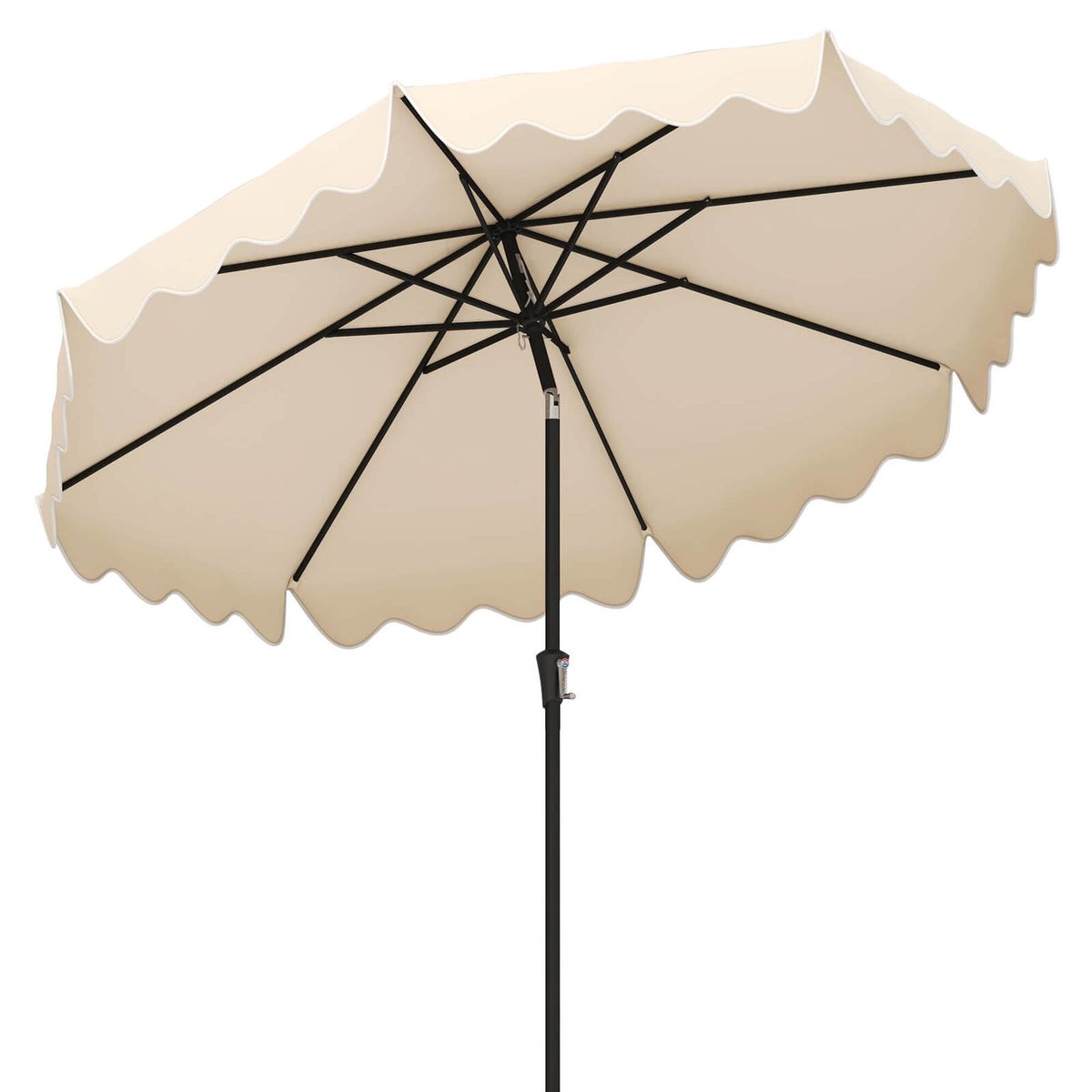 Costway 9 Ft Patio Umbrella 2-Tier Market Table Umbrella with Sun-Protective Canopy - Beige/khaki
