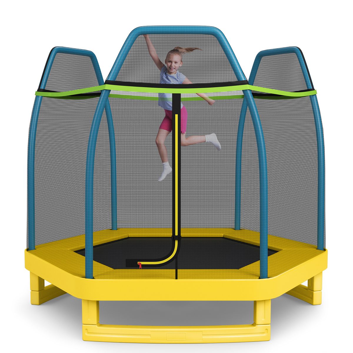 Costway 7FT Kids Trampoline Outdoor Indoor Recreational Bounce Jumper - Green