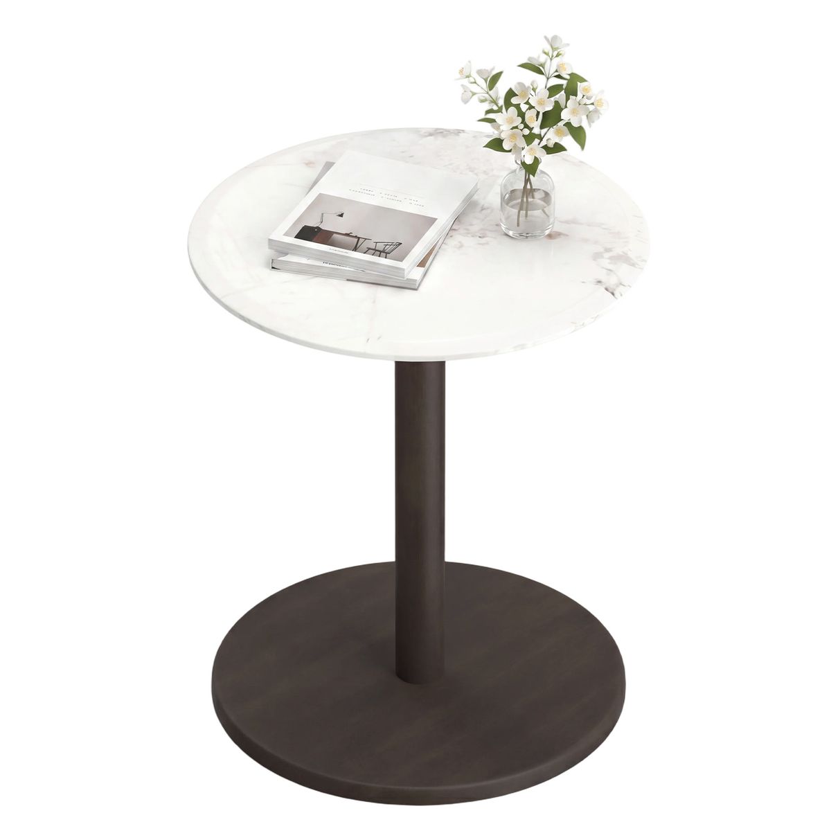 Round Marble Side Table 1 or 2Pack  White  Black1