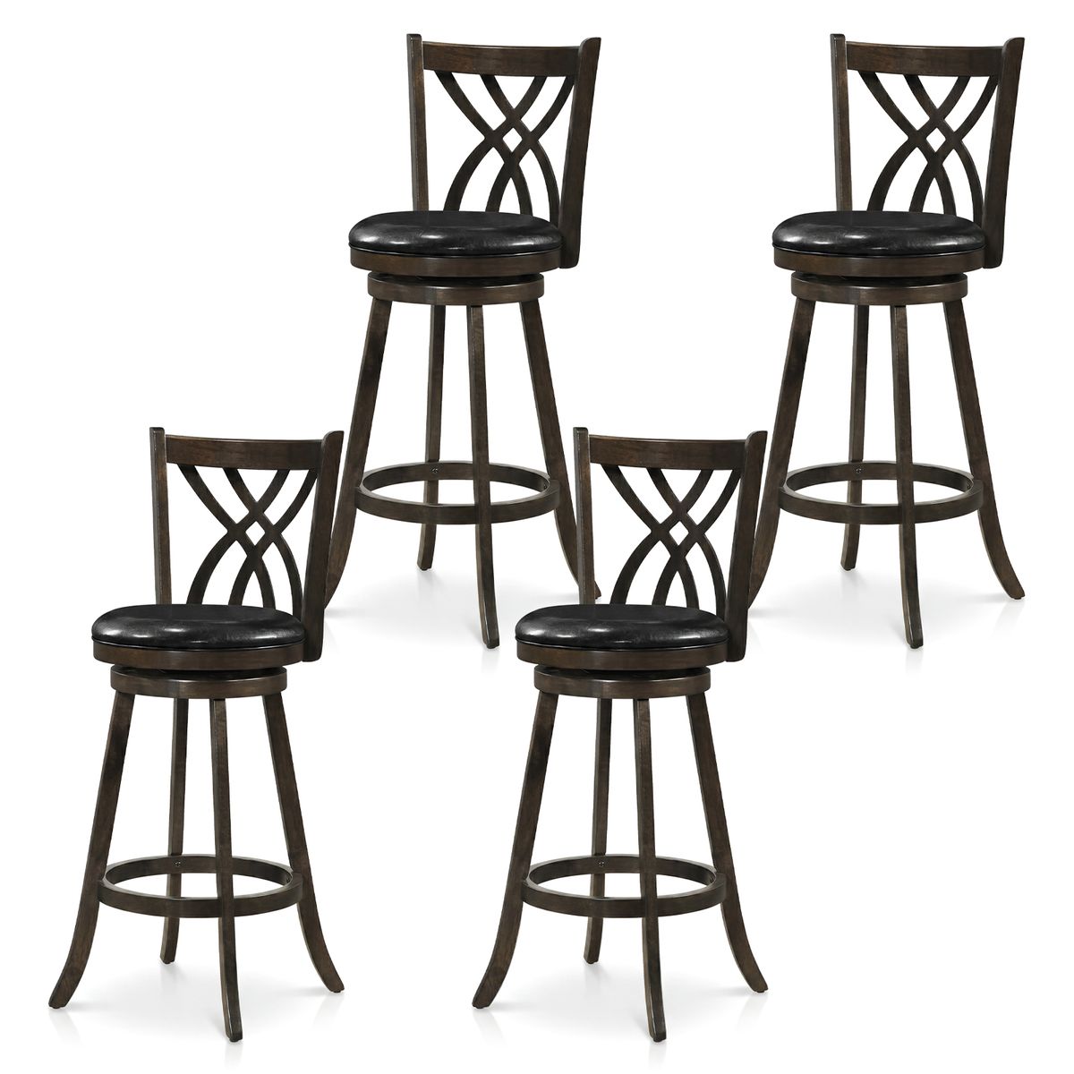 Swivel Bar Stools (Set of 2 or 4) - Dark Brown-4
