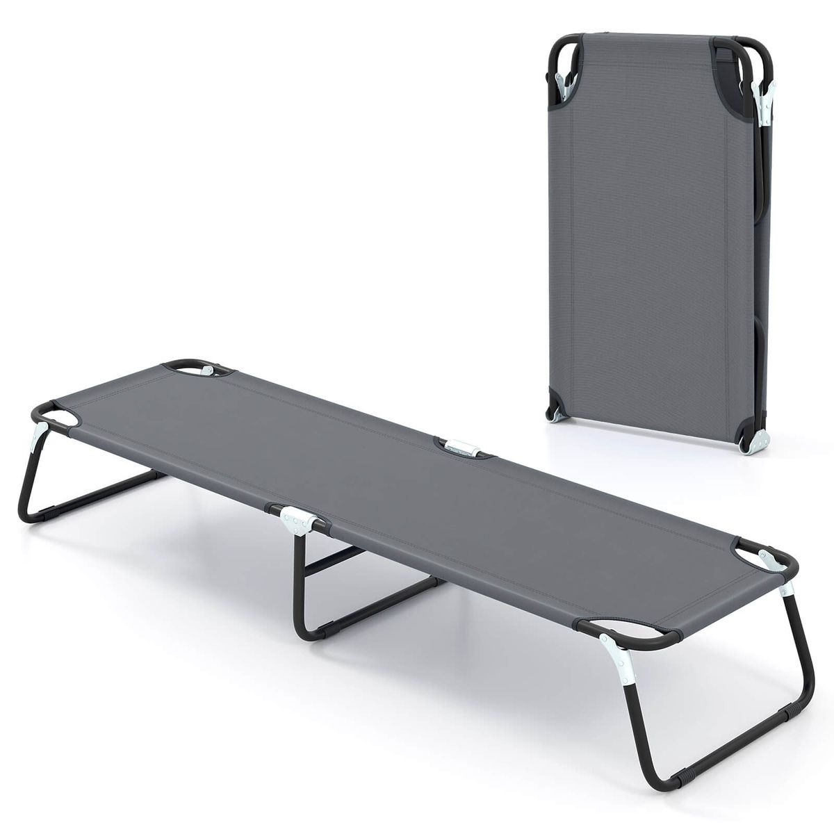 Folding Camping Bed Sleeper Cot - Lounge-Gray