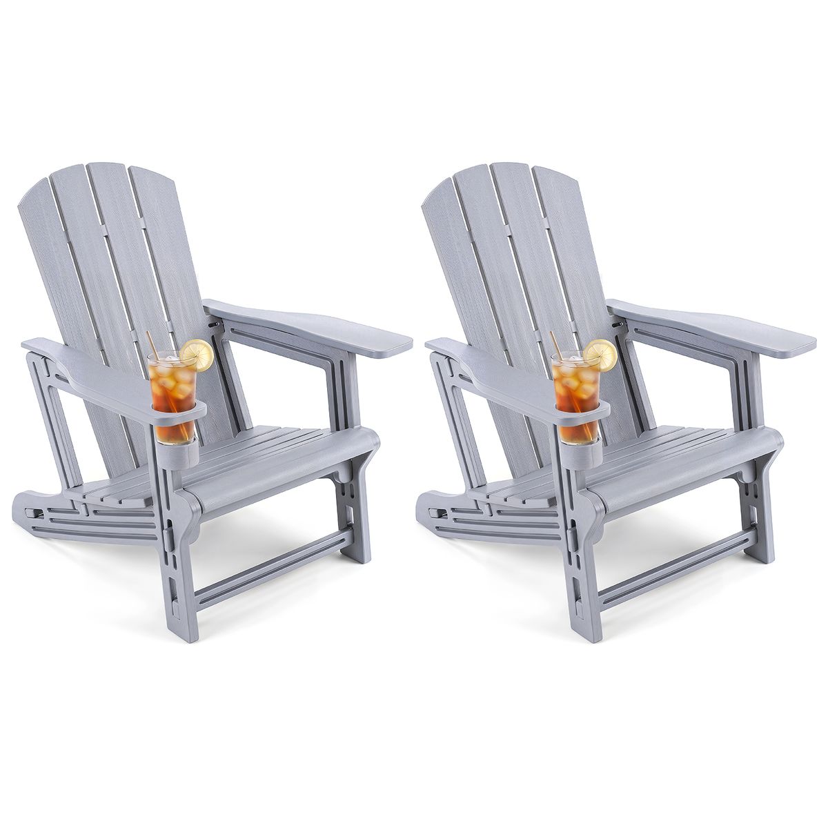 Wood Grain Adirondack Chairs(1- to 4-Pack) - Gray-2