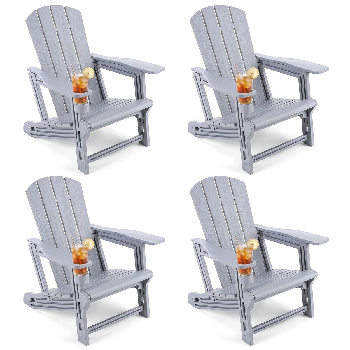 Wood Grain Adirondack Chairs(1- to 4-Pack) - Gray-4