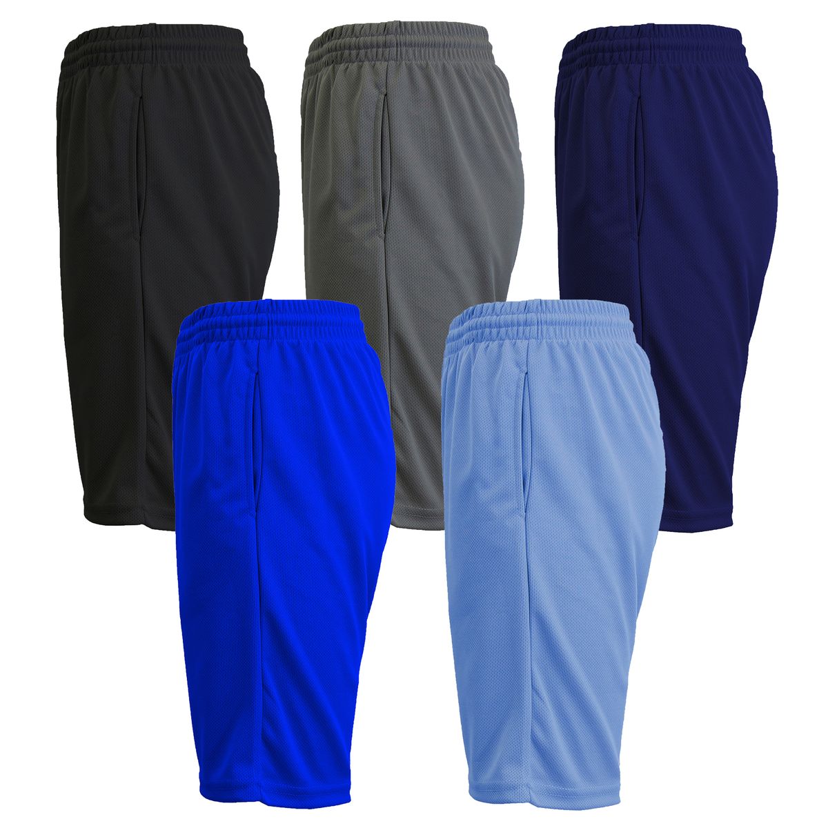 Moisture Wicking Performance Mesh Shorts (3- or 5-Pack) - J/MMS-2600 - BK-LB-CH-NV-RY-L
