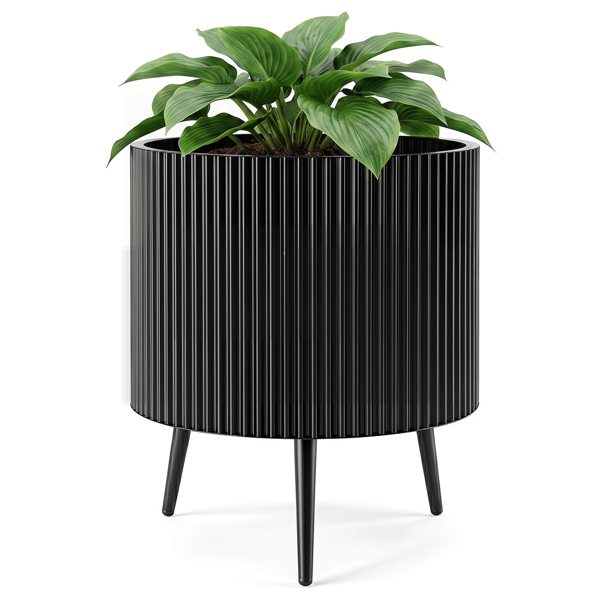 Fluted Metal Plant Pot with Stand (1- or 2-Pack) - 20 Inch-1
