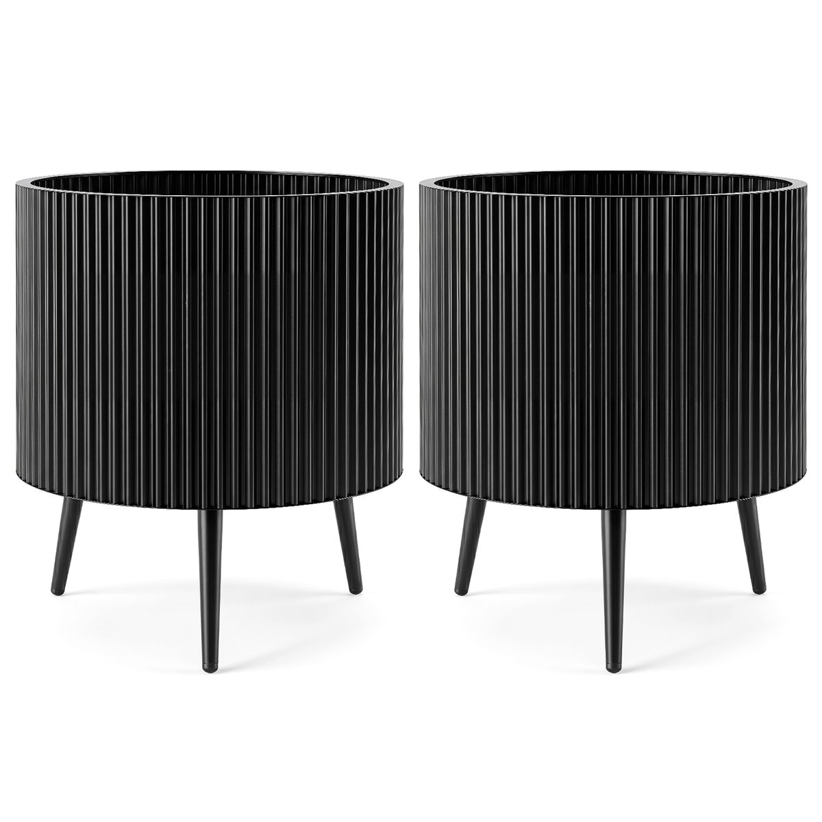 Fluted Metal Plant Pot with Stand (1- or 2-Pack) - 20 Inch-2