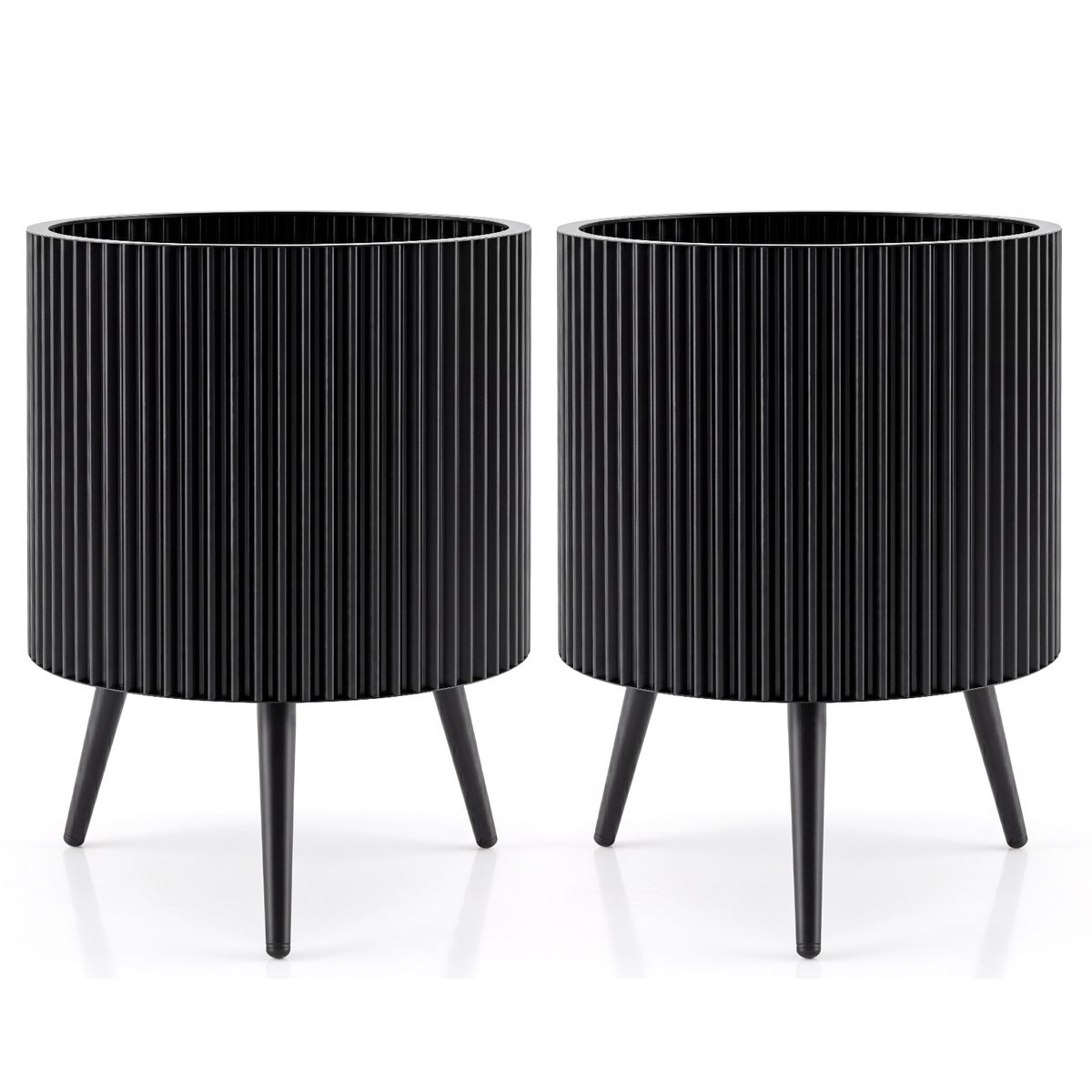 Fluted Metal Plant Pot with Stand (1- or 2-Pack) - 16 Inch-2