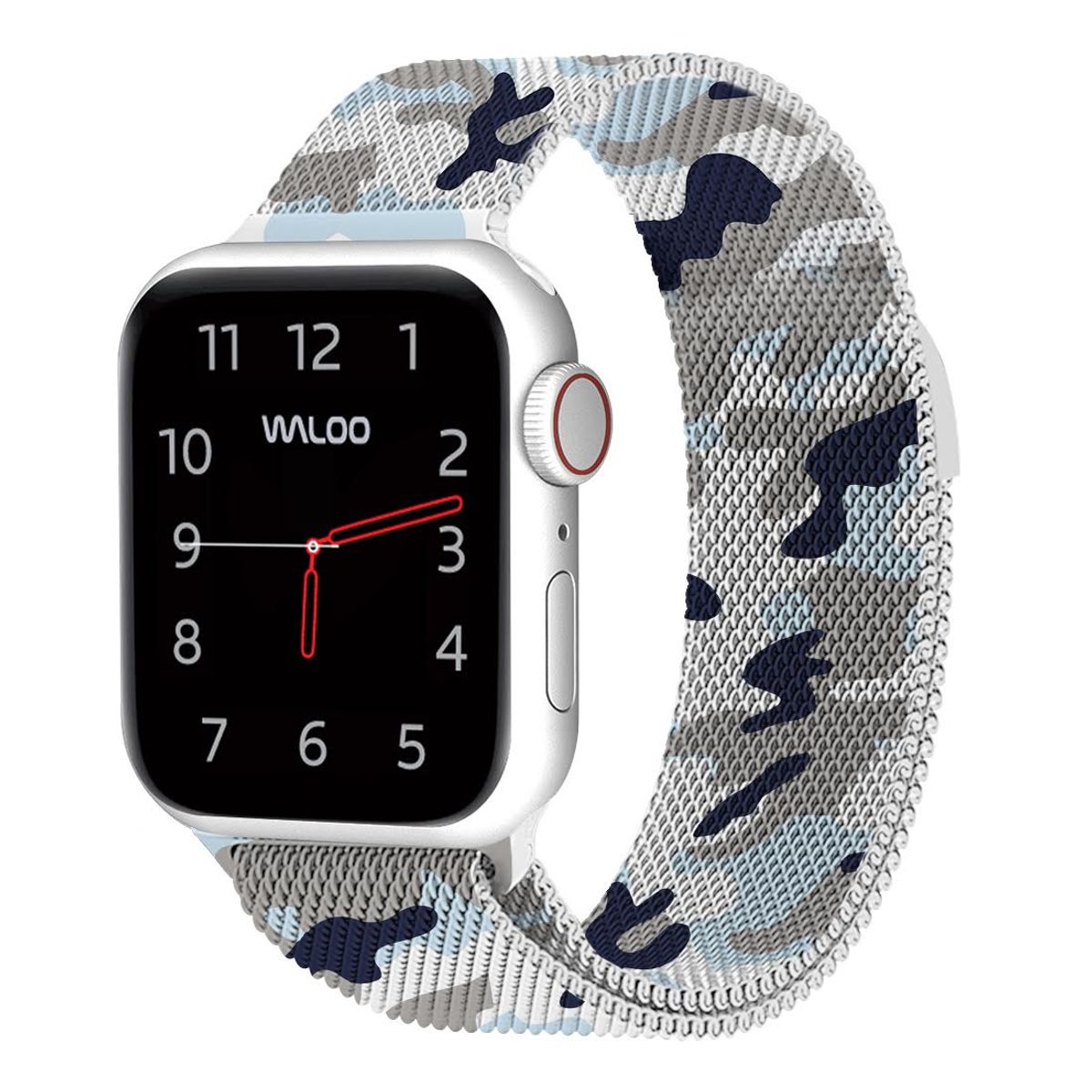 Waloo Camo Printed Magnetic Mesh Band For Apple Watch - 44/45/46/49mm & 42mm (Series 1-3 Only) / Camo Blue