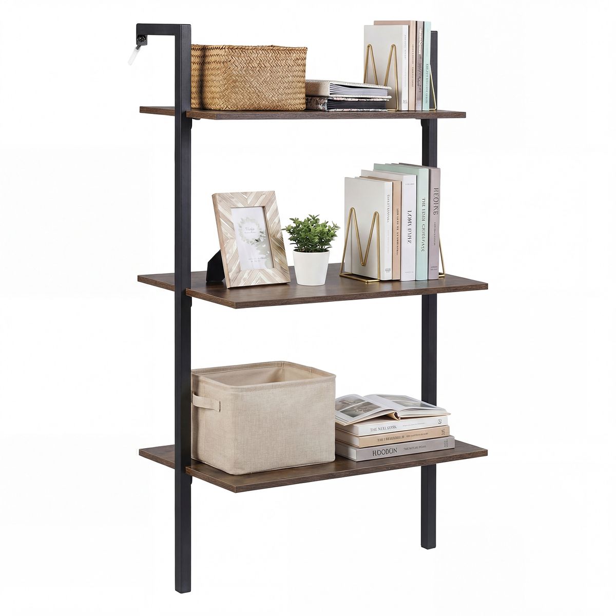 Industrial Wall Mounted Shelf (1- or 2-Pack) - Brown and Black-1PCS