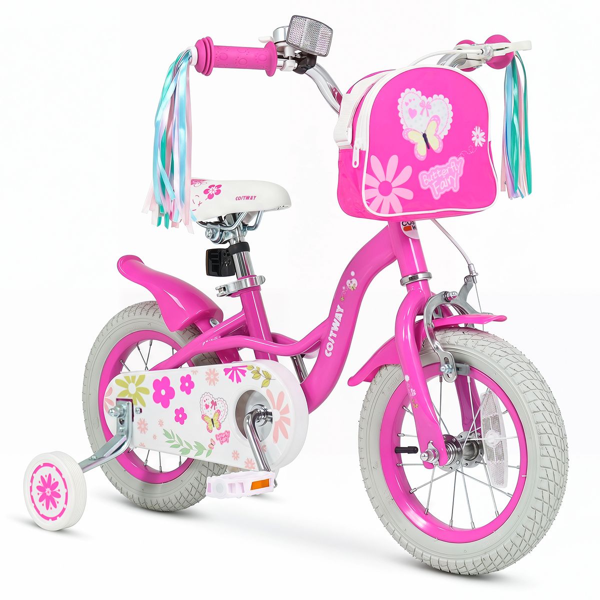 Girls' Training  Bicycle with Front Bag - 18"-Pink