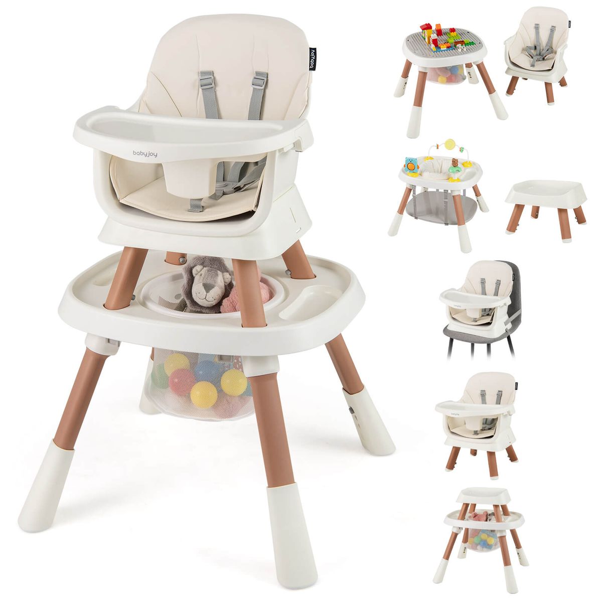 Babyjoy Convertible Baby High Chair - White