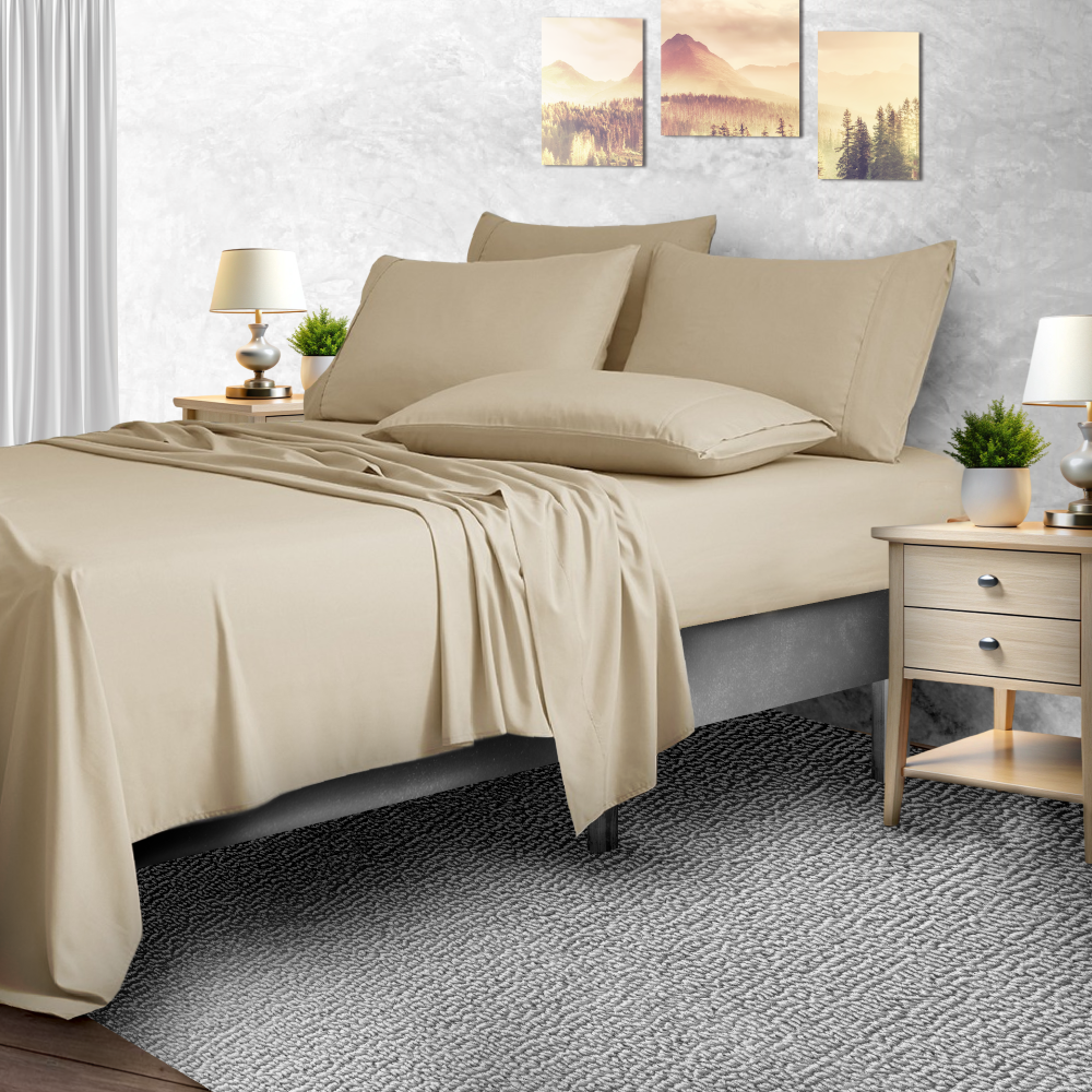 2,000-TC Bamboo Blend 6-Piece Sheet Set with Deep Pockets - King - Khaki