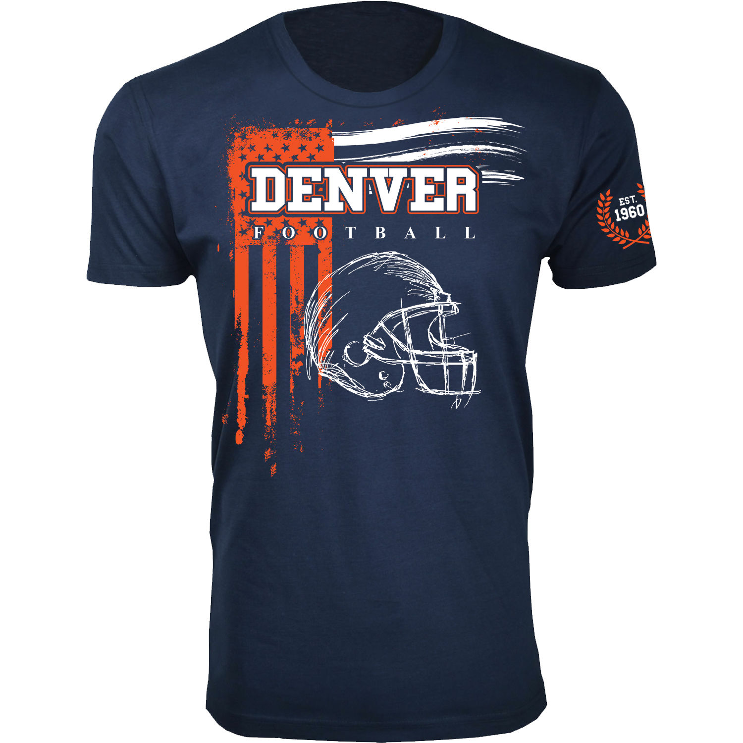 Men's Vintage USA Flag Football T-Shirt - Denver - Navy / L