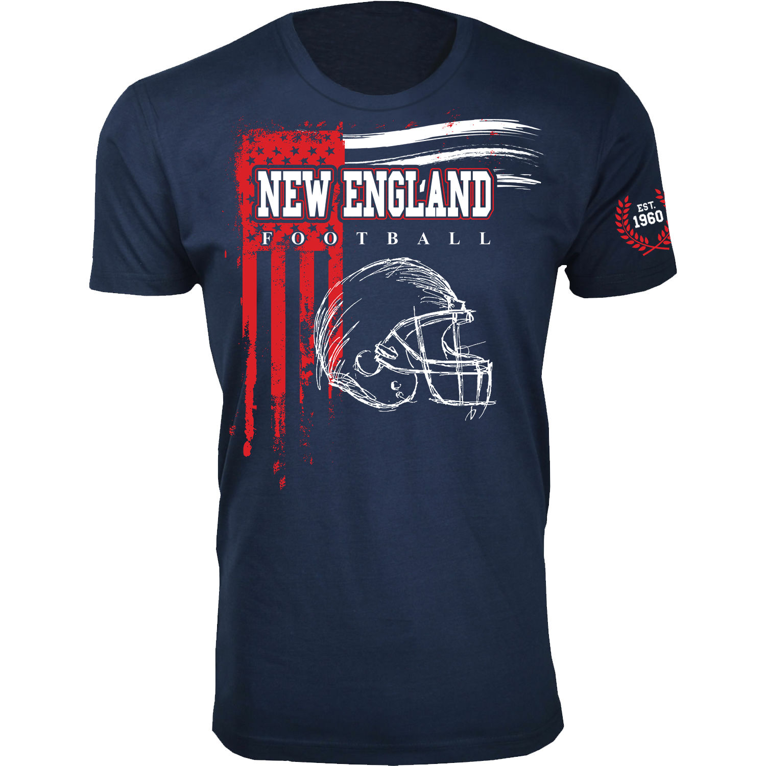 Men's Vintage USA Flag Football T-Shirt - New England - Navy / L