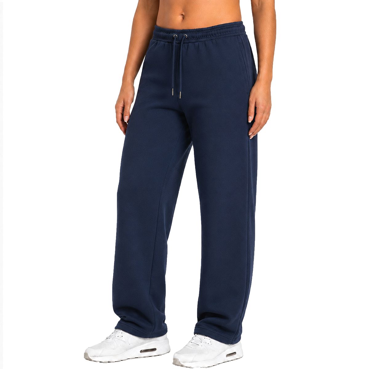 Women's Tech Fleece Loose Fit Open Bottom Sweatpants - WMTFP-355-NV-XL