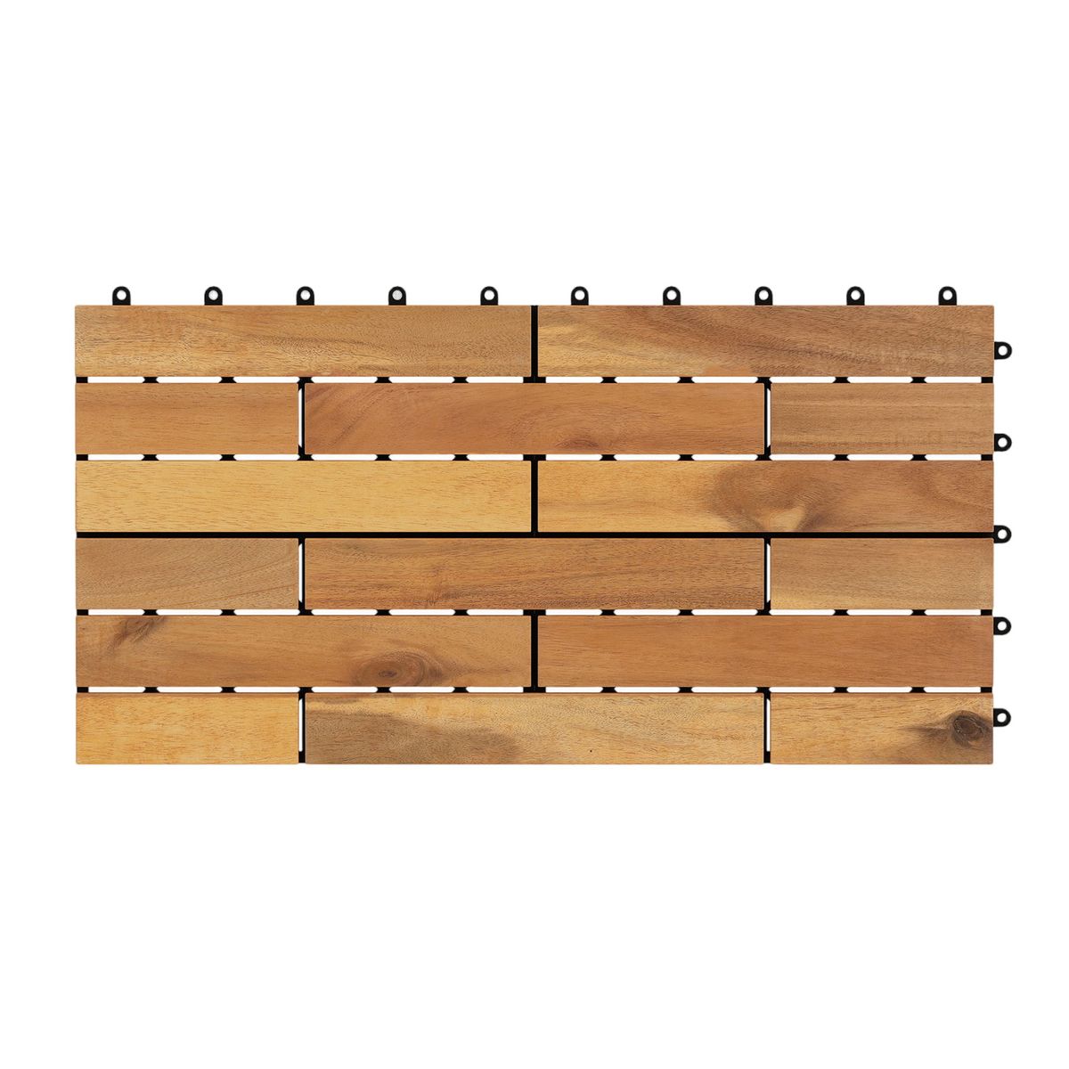 Acacia Wood Interlocking Deck Tiles (12-54 Pieces)  - Middle three bars-27 PCS