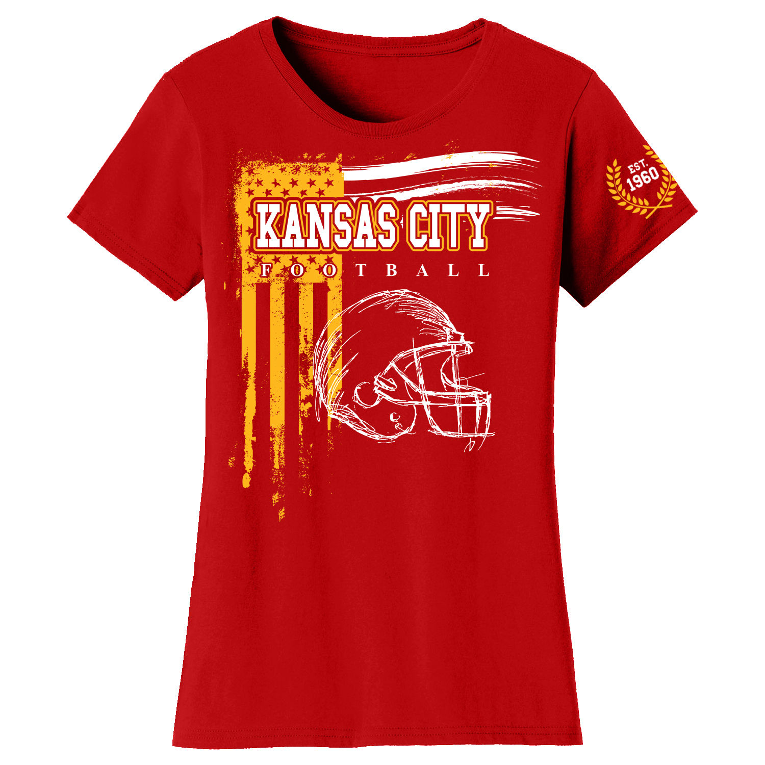 Womens Vintage USA Flag Football TShirt Kansas City Red XL