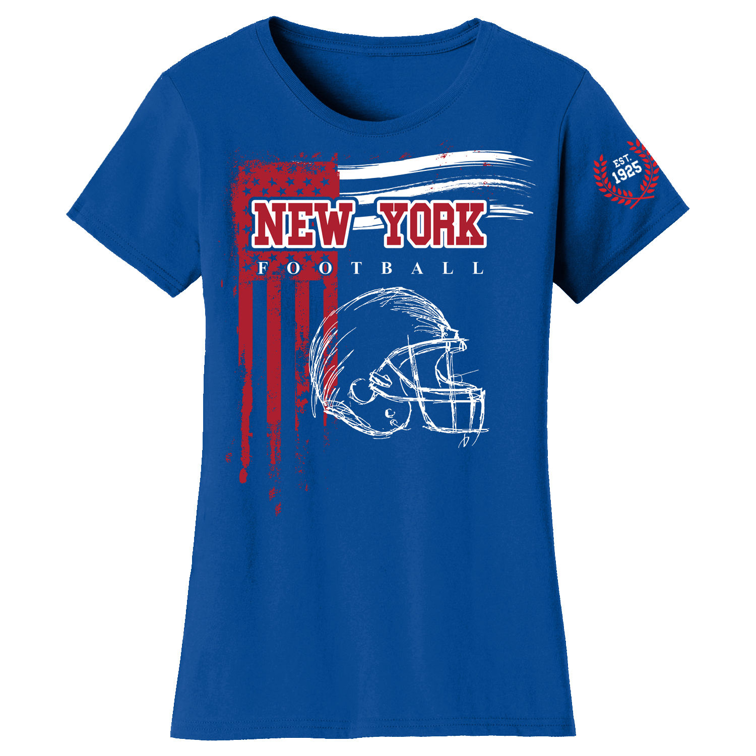 Women's Vintage USA Flag Football T-Shirt - New York - Royal / M