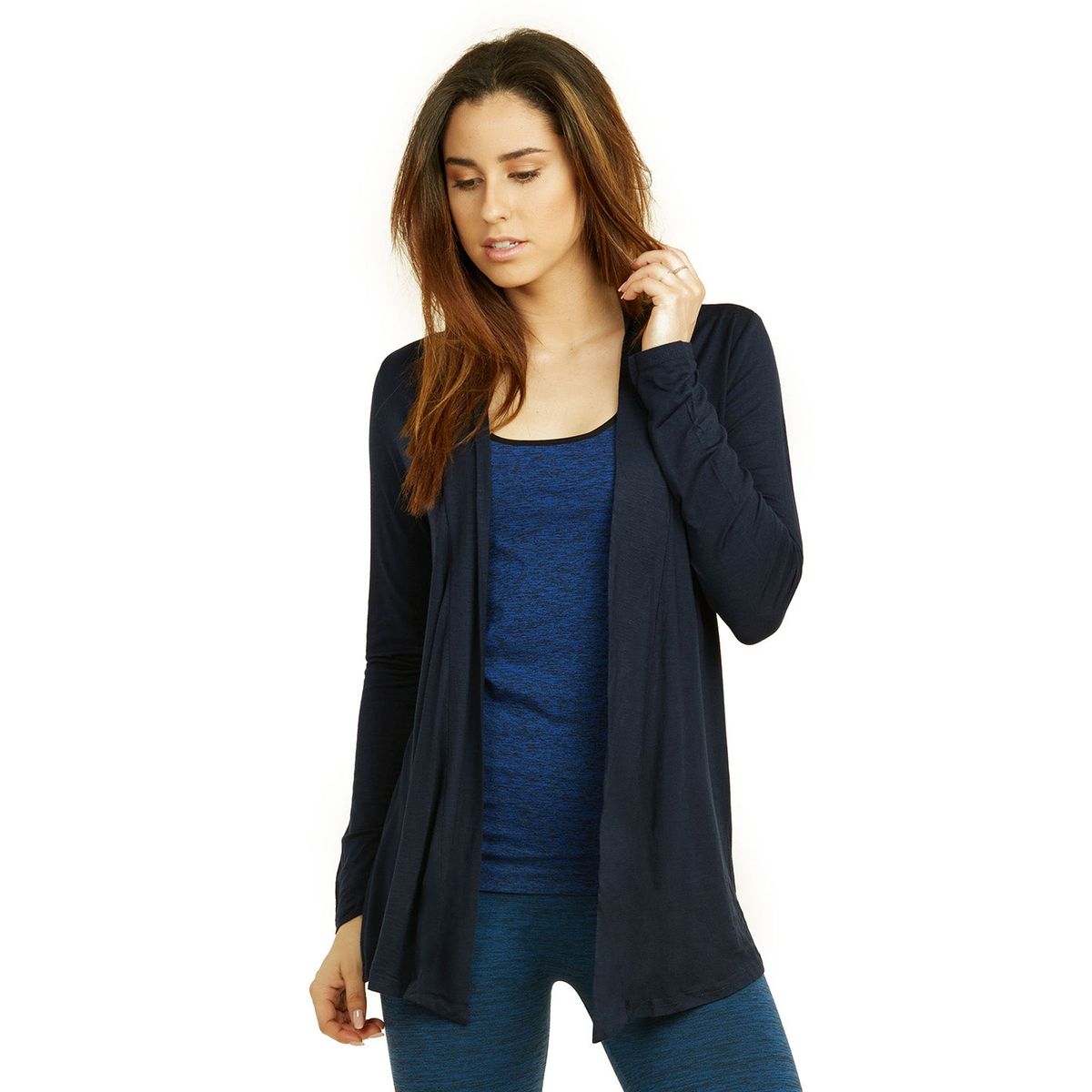 Women's Lightweight Open-Front Rayon Cardigan - Navy / L