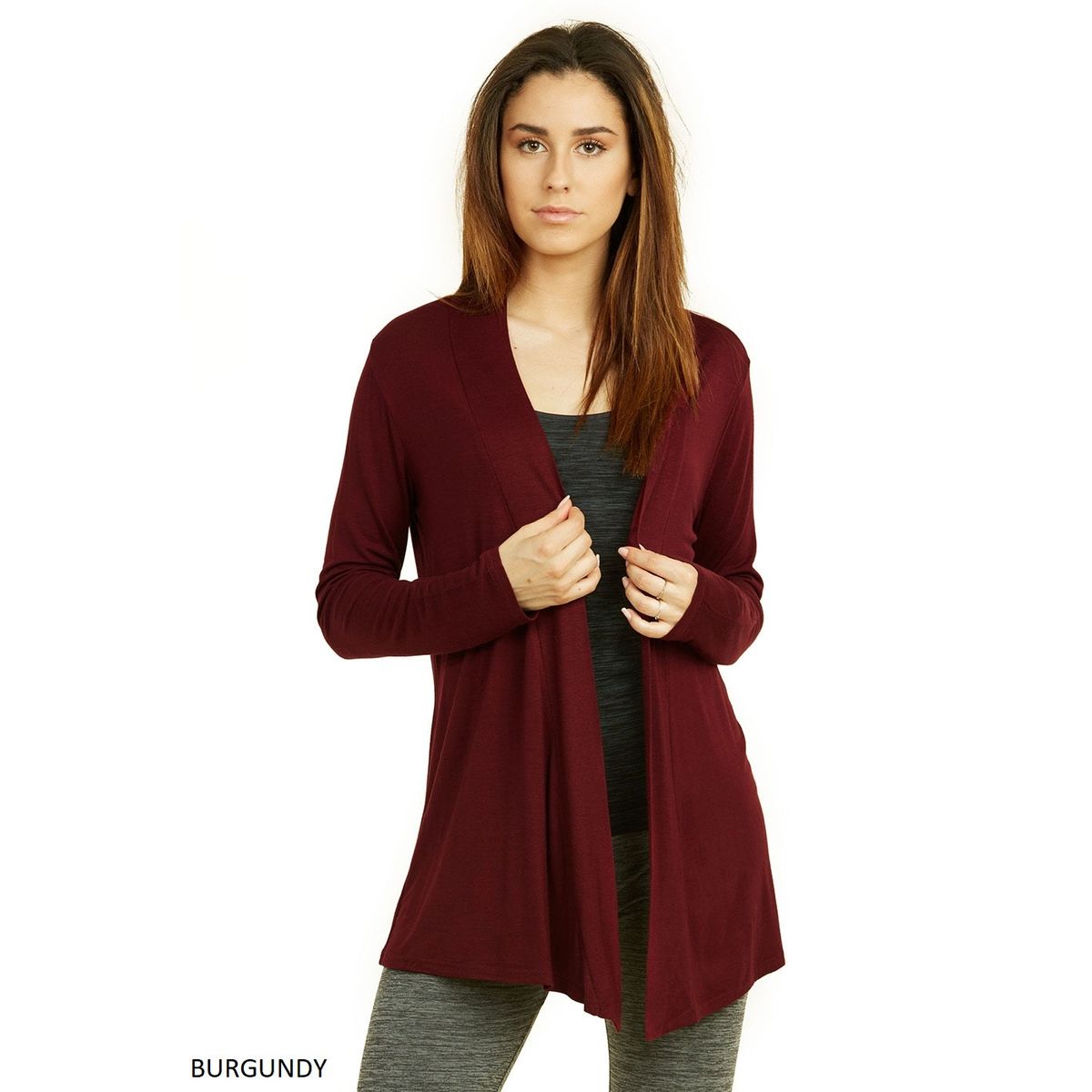 Women's Lightweight Open-Front Rayon Cardigan - Burgundy / S