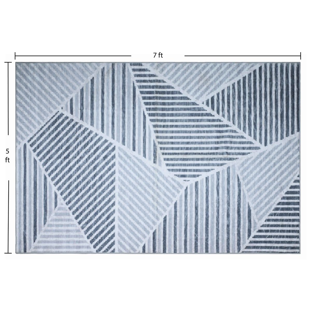 Bibb Home Washable Flannel Printed Area Rug with Latex Back - Geometric Stride 5x7 ft