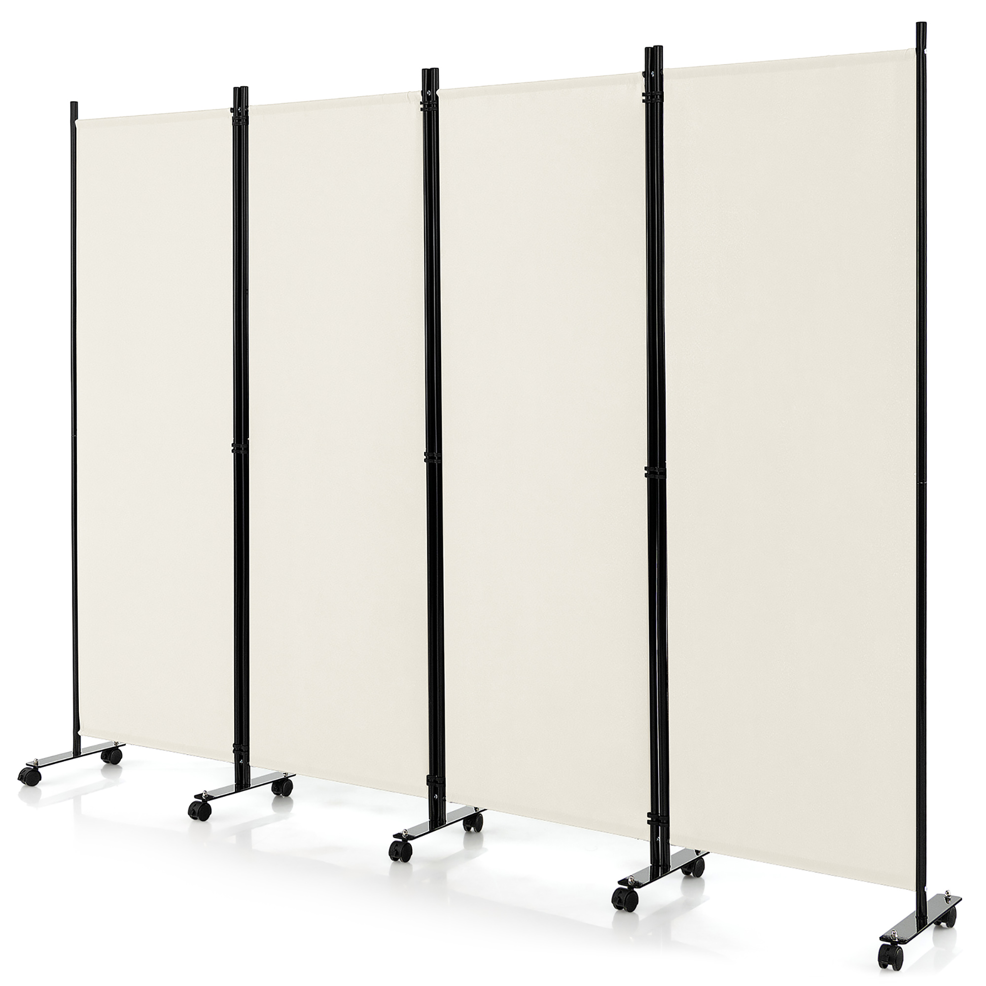 4-Panel Folding Room Divider - 4-Panel Room Divider WH
