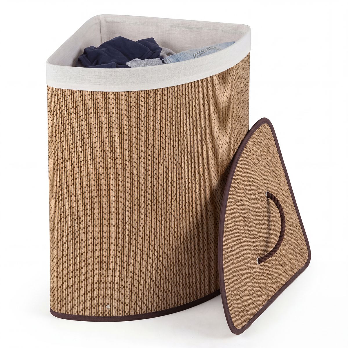 Bamboo Laundry Hamper - 15 Gal-Brown