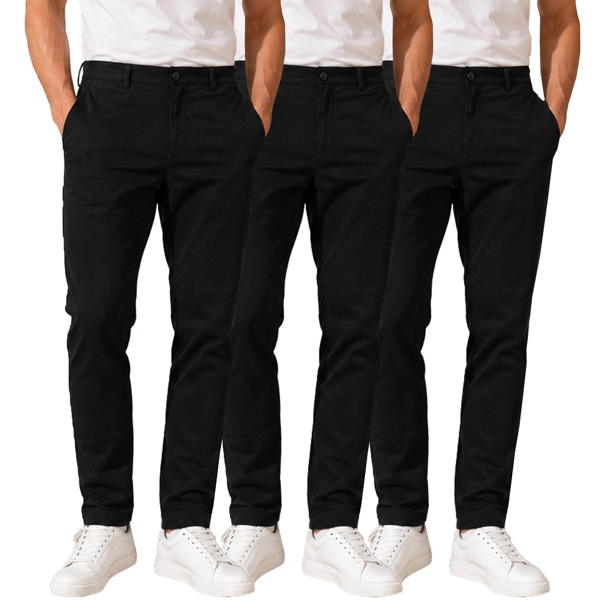 Men's Super Stretch Slim Fit Everyday Chino Pants (3-Pack) - JMSSTP-300-BLK-BLK-BLK-34