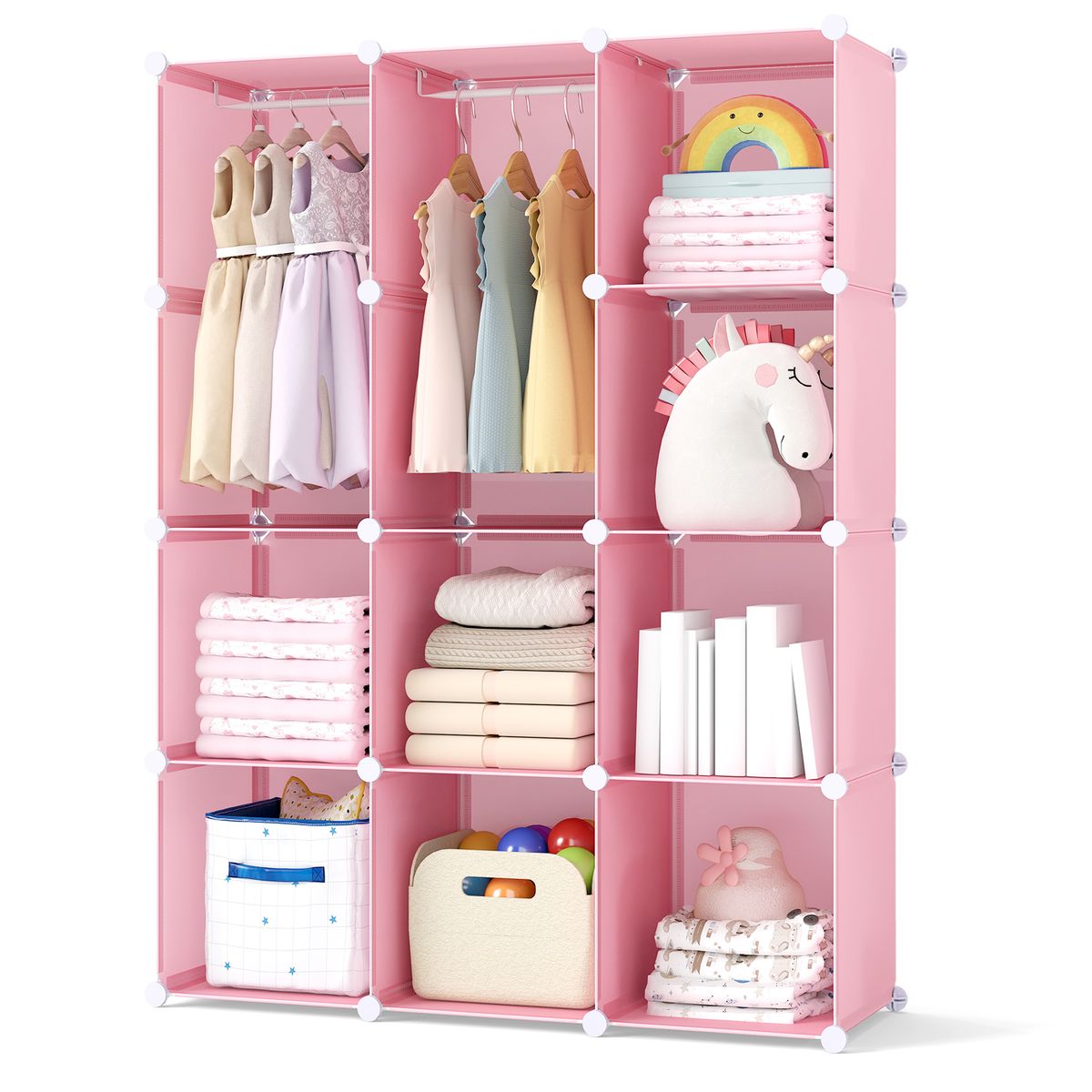 Modular Kid's Closet  - 10-Cube-Pink